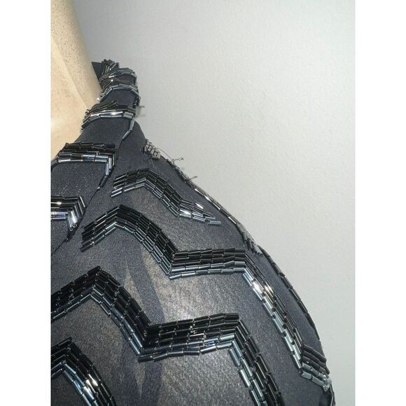 Vintage DAYMON COUTURE 100% Silk Black Wave Patterned Jacket Size - Picture 8 of 11